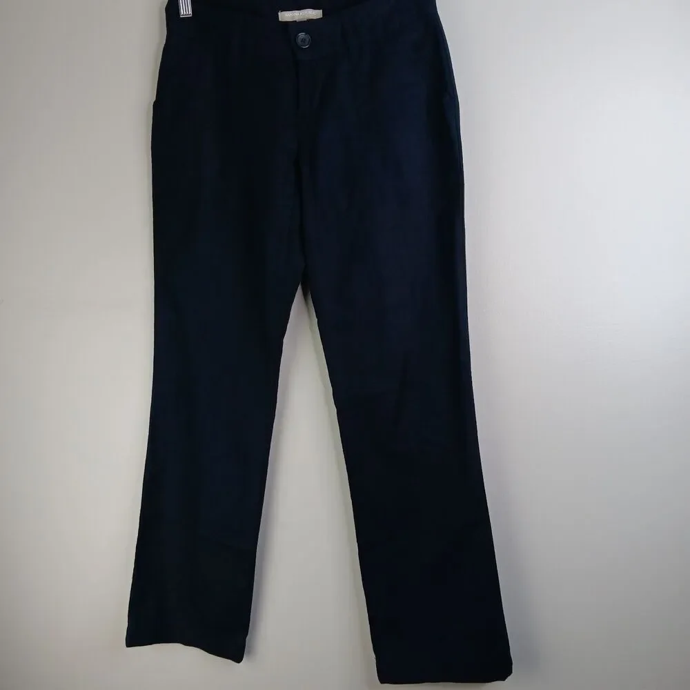 Banana Republic Pants Women's Size 0 Petite Linen Blend Straight Leg Navy Travel